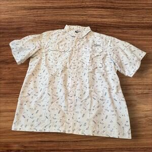 Habit Sun and Fun UPF 40+ Fishing Shirt White Shark Print Size XL/XG